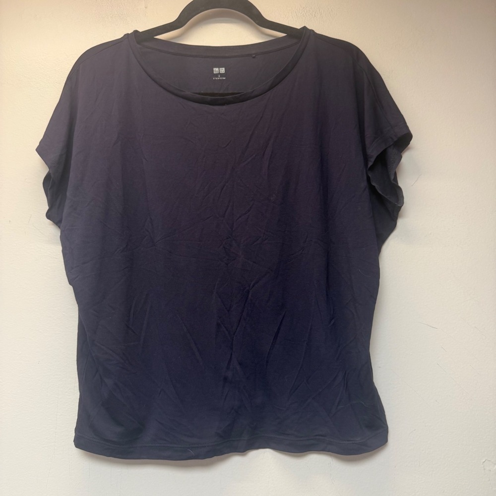 Uniqlo Dolman Sleeve Top‎ Womens S Navy Blue Excellent Modal Blend Scoop Neck